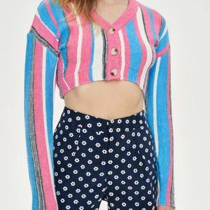 Cotton Candy Carnival Striped Cropped Cardigan